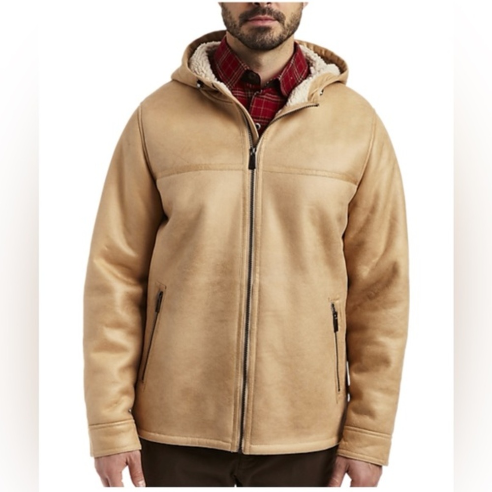 Rainforest Classic Fit Faux Nubuck Hooded Jacket, Tan